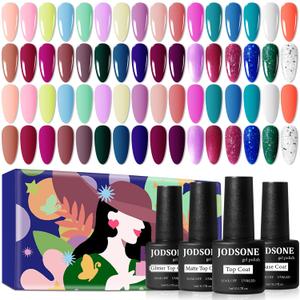 JODSONE 32+4 Pcs Gel Nail Polish Kit Soak Off Gel Polish Set Glitter Gel Nail Kit Nail Art Salon DIY at Home Manicure Kit (gel color 05)