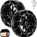 DEDC Snow Chains for SUV Tire Chains Compatible with Tesla MODEL Y Car 1 Min Quick Fit Chainsaw Reusable Universal Emergency Traction Chain Tire Width 215 225 235 245 255 275 - Set of 2 MS1520