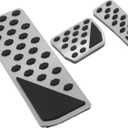 3 Pcs Automatic Foot Pedal Pads Foot Accelerator Pedal Covers for Jeep Grand Cherokee 2022-2025 Stainless Steel Silver Tone