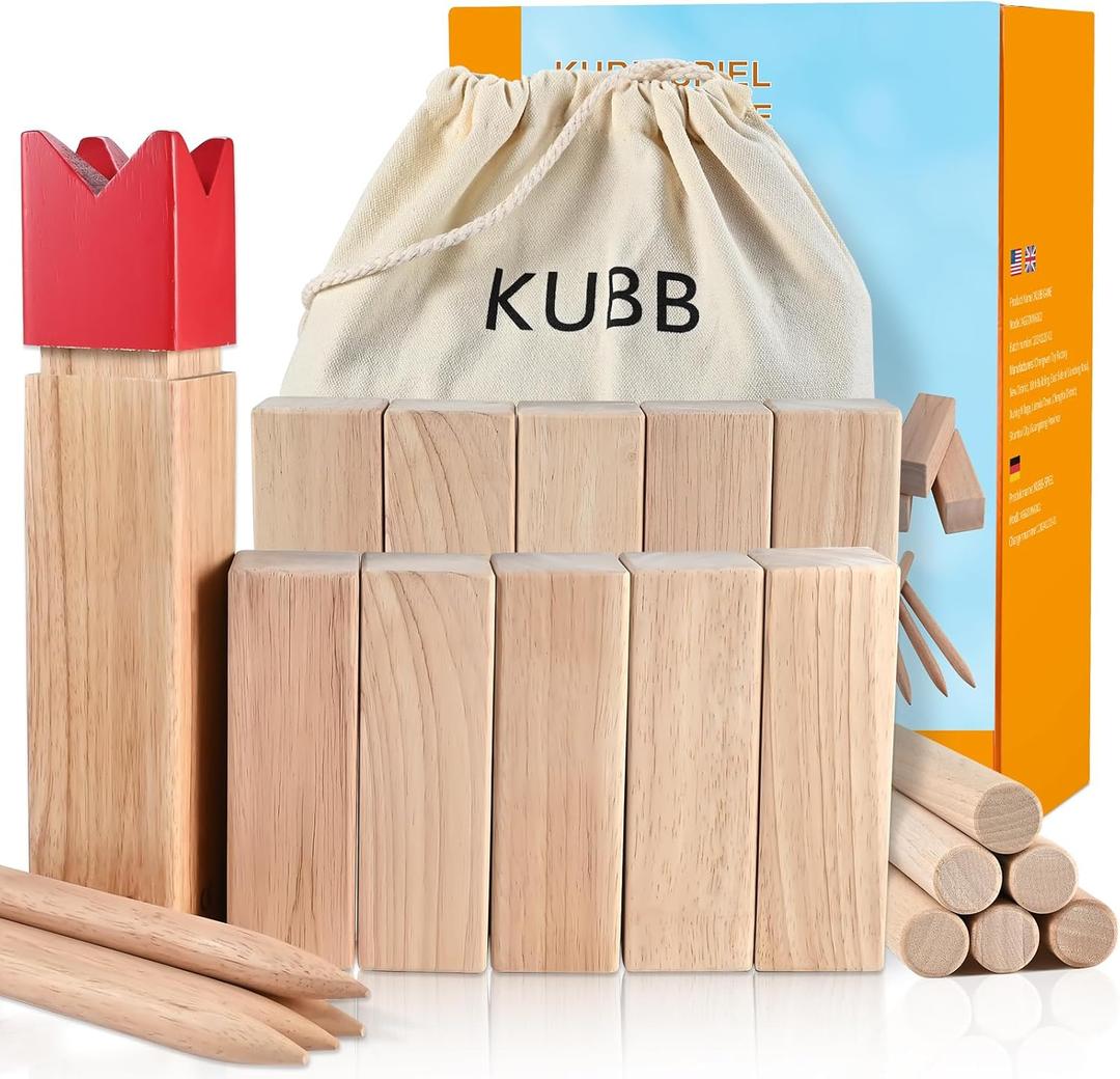 Large Kubb Yard Game Set with Carrying Bag, Yard Games Set Viking Chess Games Tossing Game Set, Outdoor Camping Beach Backyard Lawn Game for Adults and Family for Field Day Games (Large)