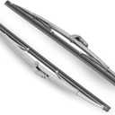 12" and 12" Vintage Front Windshield Wipers (Pack of 2), Polished Stainless Steel Bayonet Type Windshield Wiper Blades 6mm Bayonet Width for Oldtimers/Boat, Silver