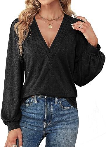 Agnes Urban Womens V Neck Long Sleeve Tops Dressy Casual Fall Shirts Puff Sleeve Loose Tunic Trendy Tops Blouses, size XL Agnes Urban Womens V Neck Long Sleeve Tops Dressy Casual Fall Shirts Puff Sleeve Loose Tunic Trendy Tops Blouses, size XL