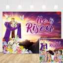 He is Risen Backdrop Happy Easter Day Decorations for Photography Jesus Resurrection Moutain Banner Spring Easter Party Photo Props Supplies (7X5FT)