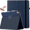 Case for iPad Pro 11 inch 2024 M4(5th Generation) with Pencil Holder & Right Magnetic Attachment Pencil Charging,PU Leather Bifold Stand Tablet Cover with Auto Sleep/Wake,Dark Blue
