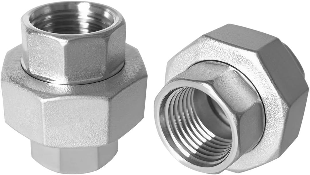 304 Stainless Steel Union 3/4" NPT Female Thread Cast Pipe FittingPack of 2)