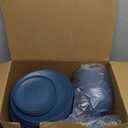 Perlapoc 40-Piece Wheat Straw Dinnerware Sets,Unbreakable Dishes Set for 8 - Drinking Cups, Plates and Bowls Sets, Reusable Microwave Safe Dinnerware Set for Home, Outdooor, RVs - Blue