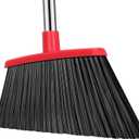 Heavy Duty Broom, 55 Inch Long Handle Outdoor Large Angle Brooms, Commercial Broom for Sweeping Indoor, for Home Garage Kitchen Office Courtyard Lobby Patio Lawn Concrete (1 Pack, Black-red)