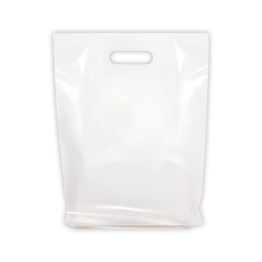 Merchandise Bags, Die Cut Handles, Strong, Durable, and Tear Resistant Bags Perfect for Retail, Boutiques, or Any Events, Different sizes and colors (White, 15x18 Inch (Pack of 100))
