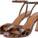 Susanny High Heels for Women Pointed Open Toe Strappy Chunky Block Heels Ankle Strap Stiletto Kitten Heeled Sandals Wedding Bridal Party Prom Sexy Dress Shoes (10, Leopard)