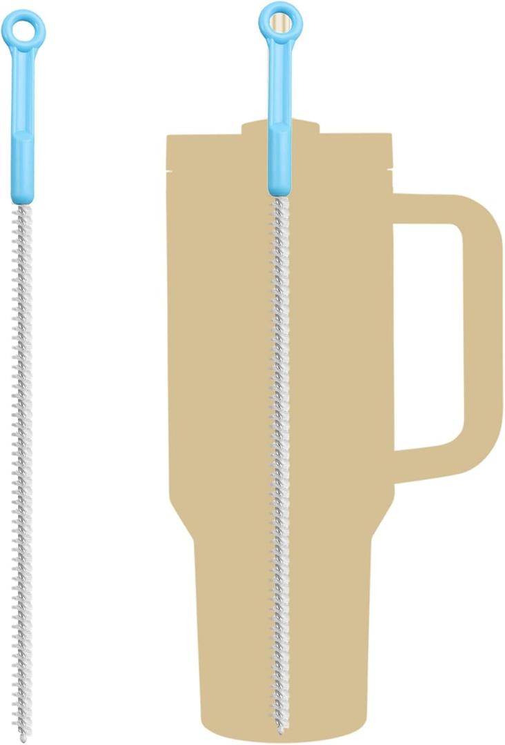 Heavy-Duty Straw Cleaner Brush Pro Set  2 Pack, 12-Inch Length, 8mm/0.31inch Width, Full Coverage Bristles, Ergonomic Grip Handle