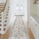 GENIMO Runner Rug 2x10 Machine Washable Non Slip Vintage Hallway Runner Rug, Low Pile Lightweight Rugs for Indoor Entryway, Hallway, Kitchen and Corridor, Light Taupe Brown