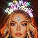 Zoestar Light Up Happy Birthday Headband Led Rhinestone Birthday Party Hair Accessories Women(Silver, One Size)