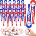 Fovths 24 Sets Inflatable Baseball Bats and Mini Foam Baseball Sports Stress Ball Sports Party Prizes for Birthday Party Supplies Sport Theme Toy, 22 inches , 2.5 inches