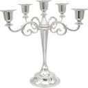 Metal Candelabra 5-Candle 10.1 Inch Tall Candle Holder Stick for Home Wedding Event and Party Festival,Silver (Silver-regular Style)