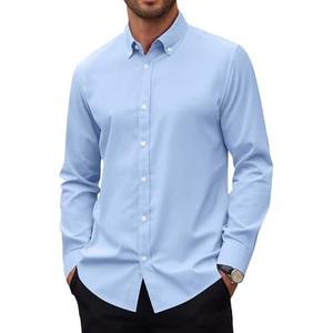 Alimens & Gentle Mens Oxford Shirts Stretch Long Sleeve Dress Shirt for Men Casual Business Work Solid Button Down Shirts L