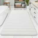 Buganda Memory Foam Bath Mat, 70" x 34", Ultra Soft and Non-Slip Bathroom Rugs, Water Absorbent and Machine Washable Bath Rug Runner for Bathroom, Shower, and Tub, Ivory