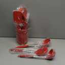 ORBLUE Silicone Cooking Utensil Set, 14-Piece Kitchen Utensils with Holder, Safe Food-Grade Silicone Heads and Stainless Steel Handles with Heat-Proof Silicone Handle Covers, Red