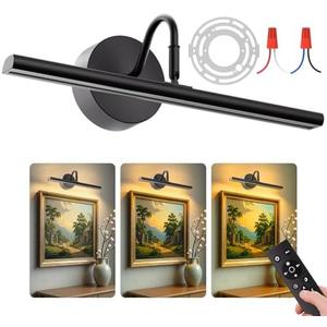 Denlead Picture Light Hard-Wired 16.5" Wall Lights for Pictures with Remote, Dimmable 3CCT Light Over Picture Frame, Gallery Art Poster Light for Artwork, 2700K-6500K Warm Nature White, 15W, 1200LM
