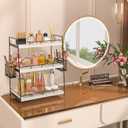 Bathroom Counter Organizer,Bathroom Countertop Organizer with Baskets,Vanity Organizers,Counter Shelf,Countertop Storage, Makeup Organizers(White), 3 Tier