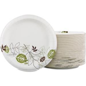 Dixie Pathways Soak Proof Shield Heavyweight Paper Plates, 10.13" Dia, Green/burgundy, 125/pack