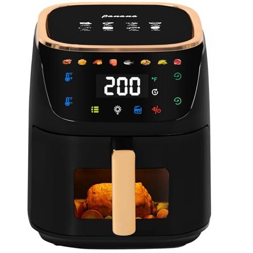 Panana 8QT Large Air Fryer Compact, 8 Preset Menus Airfryer, One-Touch Digital Control Presets, Touchscreen Display, Dishwasher Safe, Nonstick, Fit for Family (Black)
