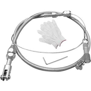 36" Braided Throttle Cable Kit, Universal Accelerator Adjustable Throttle Cables Replacement, Stainless Steel Fuel Line Gas Cable Kit with Aluminum Fitting & Ferrule for Most Vehicles (36 Inch)