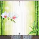 Ambesonne Spa Themed Curtains, Orchid Flowers with Branches Calm Concept Arrangement Pattern on Blurry Back, Living Room Bedroom Window Drapes 2 Panel Set, 108" X 90", White Green (108"W x 90"L (Pack of 2))