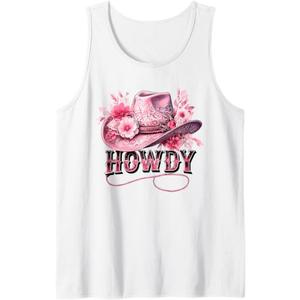 Howdy Coquette Western Country Graphic Cowgirl Tank Top (Small)