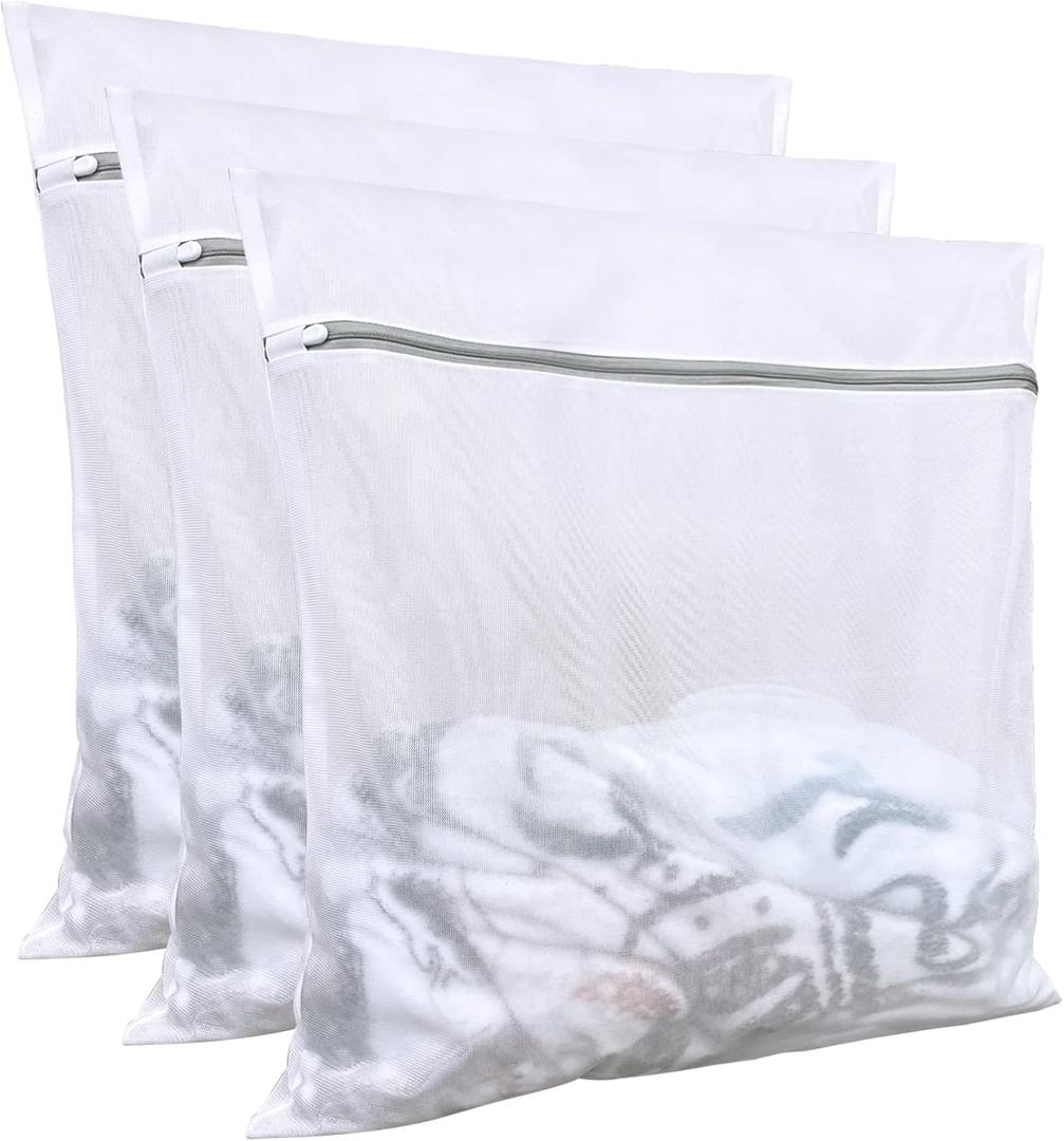 Lingerie Bags For Laundry (3 Pcs, 24 X 24 Inch), Large Mesh Laundry Bags, Delicates Bags For Washing Machine