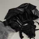 WDIRARA Women's PU Leather Buckled Halter Backless Bralette and Skirt Lingerie Set Size M