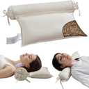Buckwheat Pillow - 3 Point Support Buckwheat Hull Pillow for Less Pain, 2IN1 Tartary Buckwheat Neck Roll Pillow for Best Support, Adjustable Cervical Neck Pillow with Organic Cotton Pillowcase (18.1*16.1in, Off White)