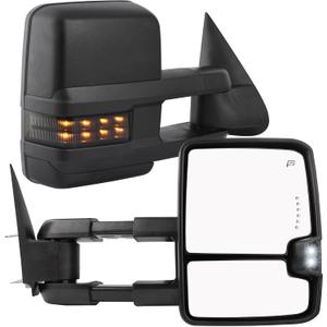 AUTOSAVER88 Towing Mirrors Compatible with 2003-2006 Chevy Silverado Tahoe Suburban Avalanche GMC Sierra Yukon Cadillac Escalade Power Heated LED Turn Signal Manual Telescoping Folding Clearance Light