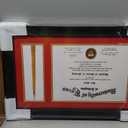 GMFrames 8.5x11 Diploma Frame with Tassel Holder, Solid Wood & Tempered Glass, Red over Gold Mat, Black Finish with Intricate Black Rope Detail, 11x17 for 8.5x11 with Tassel
