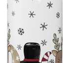 Insulated Christmas Water Bottle 32 oz, Snowman Reindeer Gnome Water Bottle with Straw, Reusable Leakproof Water Bottle Stainless Steel, Christmas Gifts for Women (white brown red)