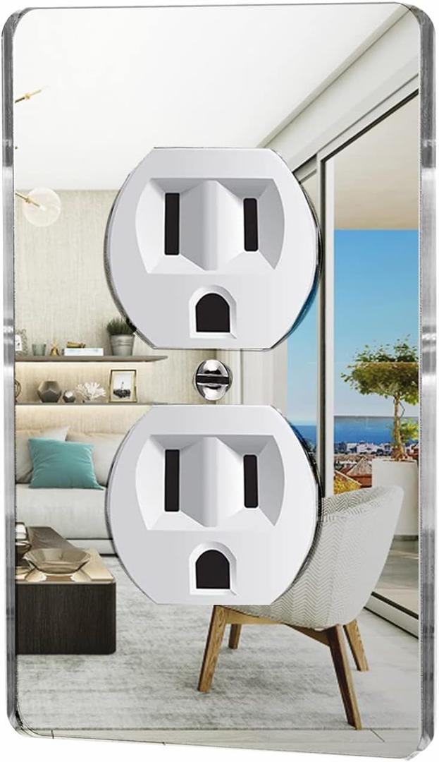 1 Pcs Mirror Outlet Covers Durable Light Switch Plates Acrylic Mirrored Wall Plate Decorative Wall Outlet Cover Wall Plates For Electrical Outlets (Standard Size, 1PC- Alckerou 2)