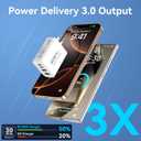 USB C Charger Block, 3Pack 40W 4 Ports Type C Fast Phone Charging Cubes PD 3.0 Wall Plug+ QC 3.0 USB A Charger Power Brick Box for iPhone 16/15/14/13/12/11 Pro Max, iPad, Galaxy, Pixel,White