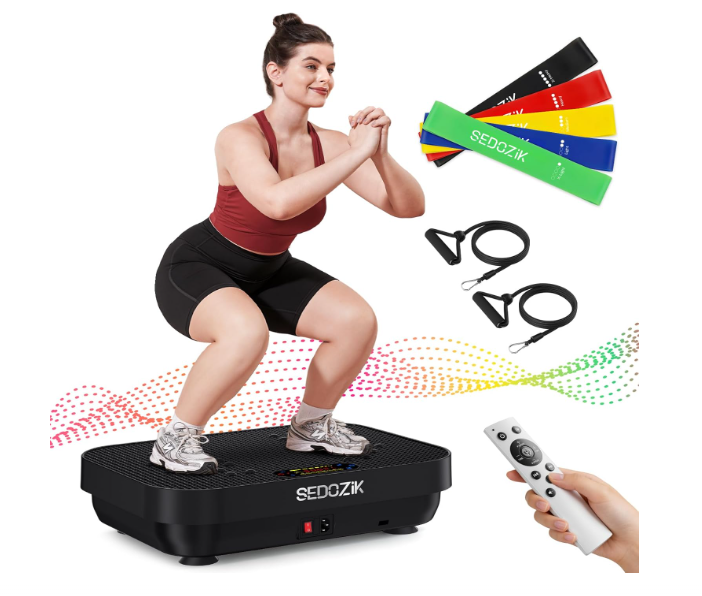 SEDOZIK Vibration Plate Exercise Machine, Vibration Plate for Lymphatic Drainage Weight Loss, 450 Lbs Capacity Full Body Vibrating Platform Workout Equipment with Bluetooth for Home Women Men, Black