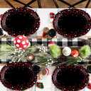 50 Pcs Black and Red Oval Plates 10" x 12" Large Graduation Party Plates Disposable Heavy Duty Red Dot on Black Paper Plates for Congrats Grad Holiday Fiesta Wedding Birthday Party Decorations