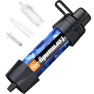 Straw Water Filter, Portable Water Filtration System Water Purifier, Personal Outdoor Emergency Survival Gear for Hiking Travel Camping Accessories Emergency Preparedness Outdoor Activities (1 PCS, Blue)