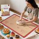 Silicone Baking Mat with Recipes, Extra Thick Silicone Mats for Baking, Non Stick Pastry Mat for Rolling Dough, Silicone Macaron Baking Mat for Cookie,Bread,Pizza,Fondant Mat, Oven&Dishwasher Safe
