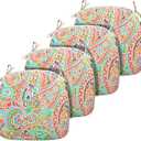 FUNHOME Outdoor Chair Cushions Set of 4, Water-Repellent Seat Cushions D16xW17 Inch, All Weather Chair Pads with Tie, Cushions for Furniture Garden Home Office Decoration, Melora Paisley