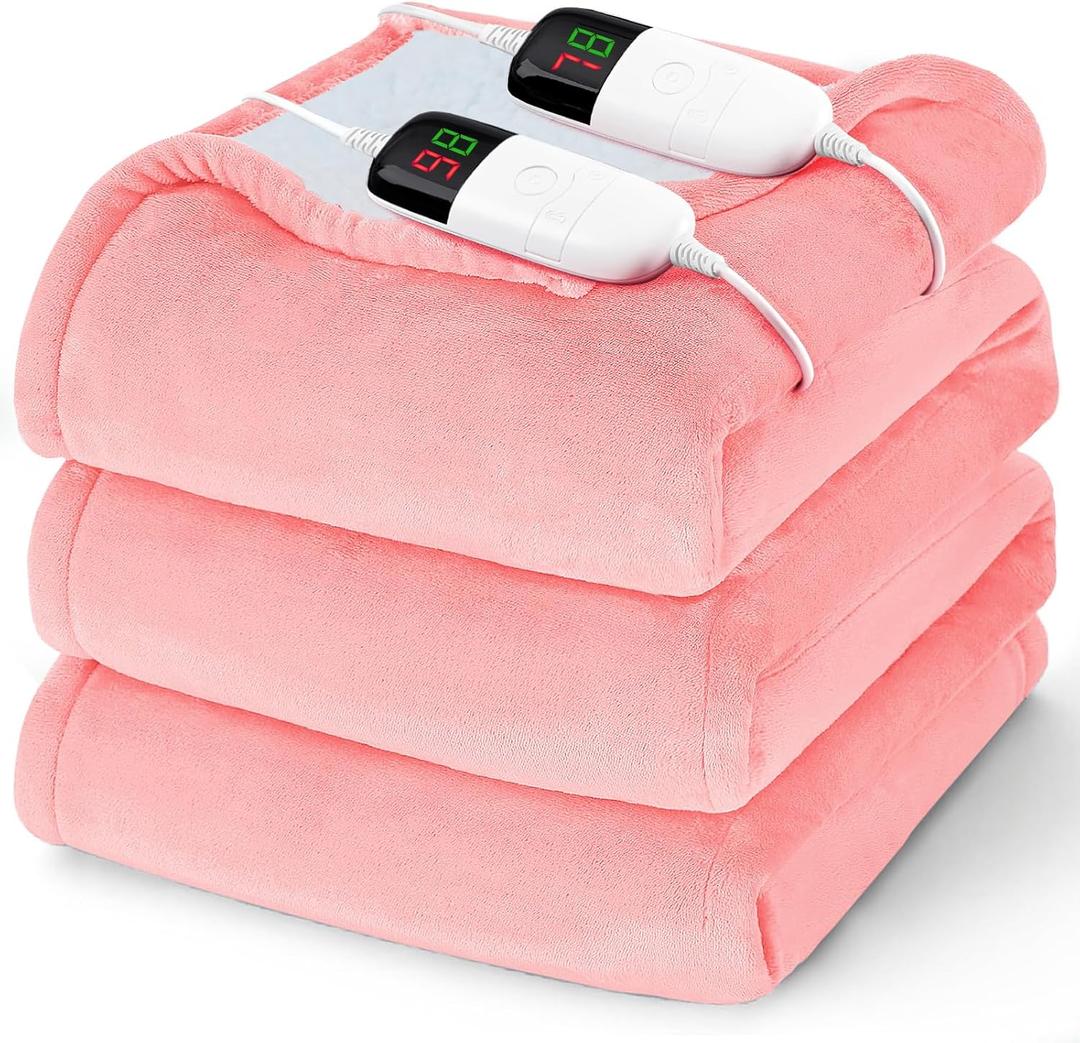 Heated Electric Blanket King Size - 90" x 100" Heating Blanket with Dual Control, 10 Heating Levels & 8 Hours Auto Off, Soft Warm Blanket, Christmas Birthday Gifts for Senior Grandma