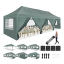 HOTEEL 10'x30' Pop Up Canopy Tent with 8 Sidewalls, Heavy Duty Wedding Event Tents, Party Gazebo with Roller Bag, UPF 50+ Windproof Waterproof