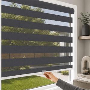 CHICOLOGY Zebra Blinds Cordless, Light Filtering, Grey, 35Wx72H