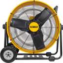 DEWALT Drum Fan High-Velocity Industrial, Drum, Floor, Barn, Warehouse Fan, Heavy Duty Air Mover with Adjustable Tilt & Large Wheel, 24", Yellow DXF2490