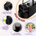 Bubble Machine, Automatic 18000+ Per Minute Big Bubbles Blower Maker for Kids Toddlers with 2 Speeds,6 Wands,Operated by Plugin or Batteries for Outdoor/Indoor Birthday Parties,Wedding (Black)