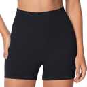 Sunzel Women's Seamless Scrunch Butt Biker Shorts High Waisted Booty Lifting Workout Yoga Gym Shorts with Tummy Control (Black, XL)