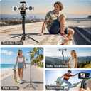 Tripod for iPhone with Light and Remote, Wireless Microphones, 71" Auto Face Tracking Phone Stand for Video Recording, Content Creator Essentials Vlogging Kit for YouTube, TikTok, Live Streaming