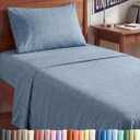 Twin XL Size 3 Piece Sheet Set - Comfy Breathable & Cooling Sheets - Hotel Luxury Bed Sheets for Women & Men - Deep Pockets, Easy-Fit, Soft & Wrinkle Free Sheets - Heathered Blue Oeko-Tex Bed Sheets