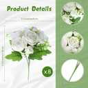 Geosar 8 Bundles Artificial Peonies Flowers Fake Silk Peony Bouquet Faux Peonies Flowers Bulk for Decoration Vase Floral Arrangements Wedding Party Table (White)